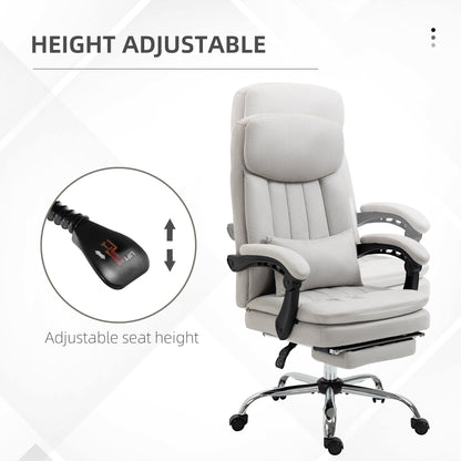 High Back Office Chair, Microfibre Computer Desk Chair with Lumbar Support Pillow, Foot Rest, Reclining Back, Arm, Light Grey at Gallery Canada