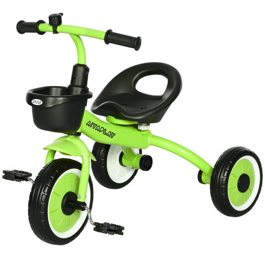 Tricycle for Toddler 2-5 Year Old Girls and Boys, Toddler Bike with Adjustable Seat, Basket, Bell, Green - Gallery Canada