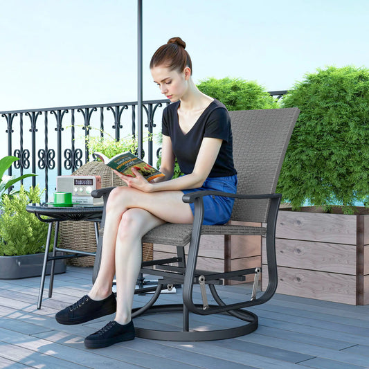 Rattan Patio Glider, Wicker Outdoor Chair, Steel Frame, Grey Outdoor Gliders Grey at Gallery Canada