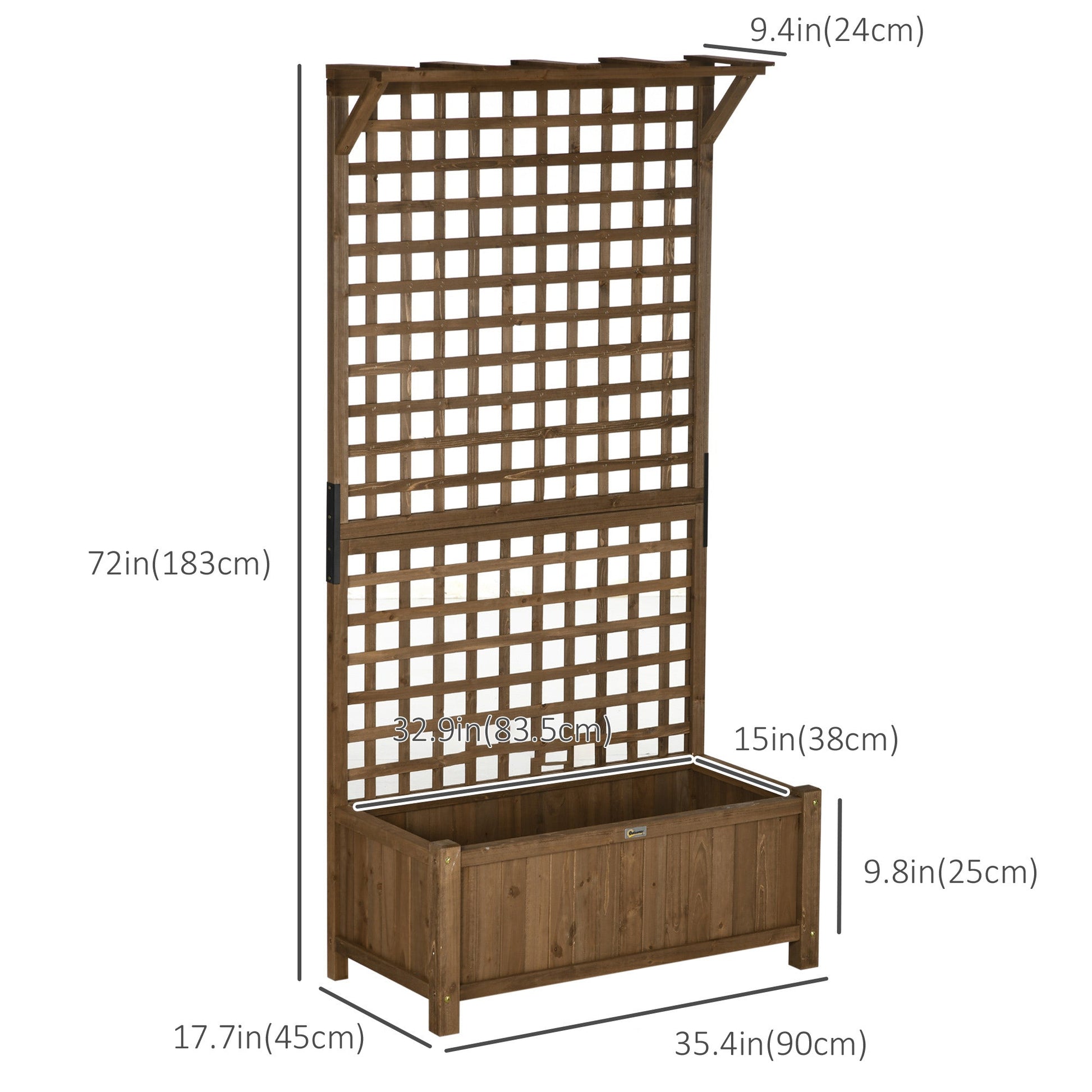 Wood Planter with Trellis for Vine Climbing, Raised Garden Bed, Privacy Screen for Backyard, Patio, Deck, Coffee at Gallery Canada