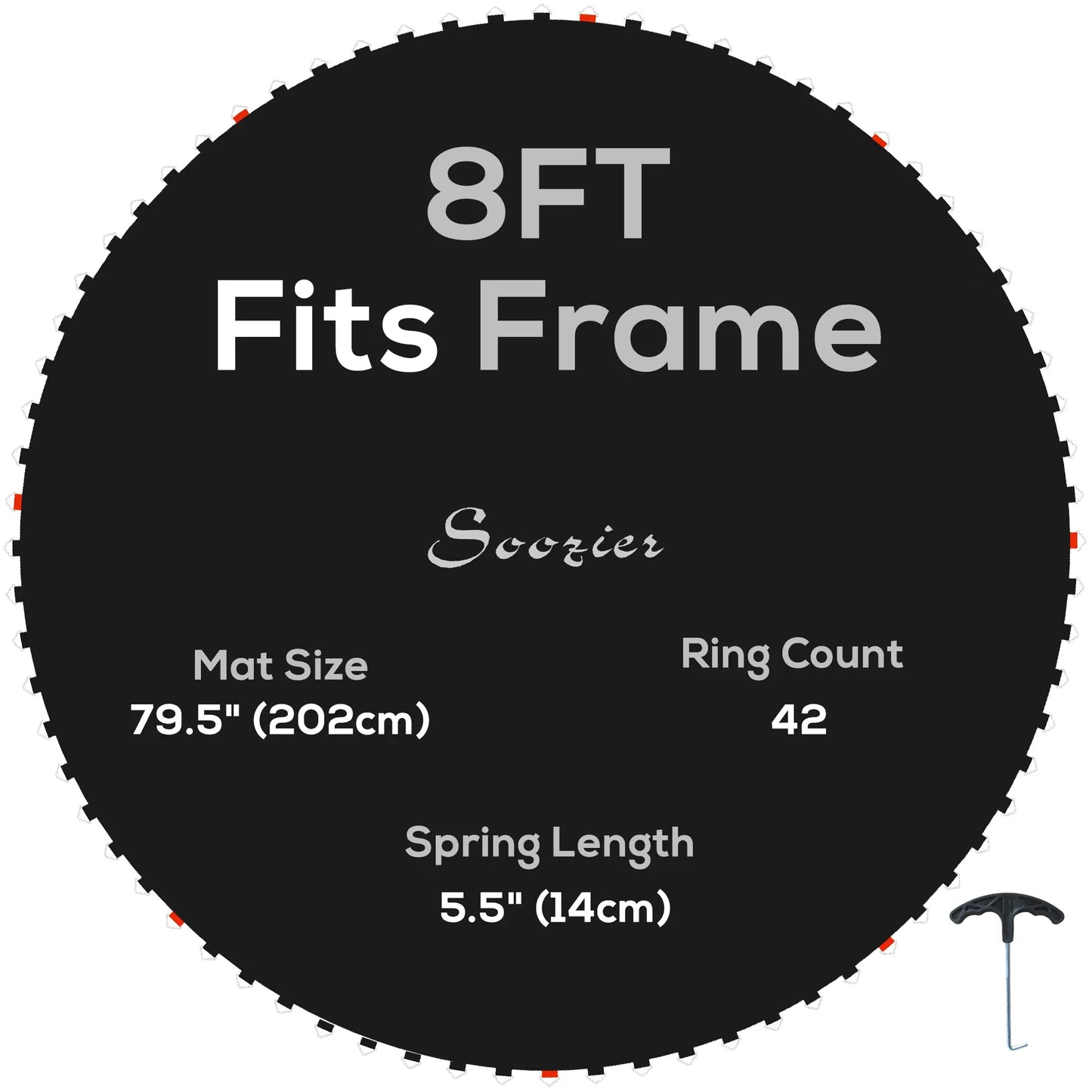 Trampoline Mat Replacement, 8ft, 5.5" Springs, Spring Pull Tool, 42 V-Hooks Trampolines at Gallery Canada