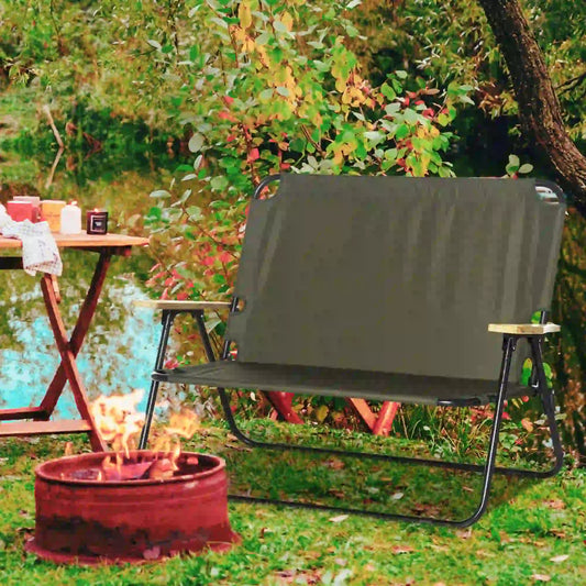 Double Folding Chair, Loveseat Camping Chair for 2, Portable Outdoor Chair, Green Picnic Tables & Camping Chairs Green at Gallery Canada