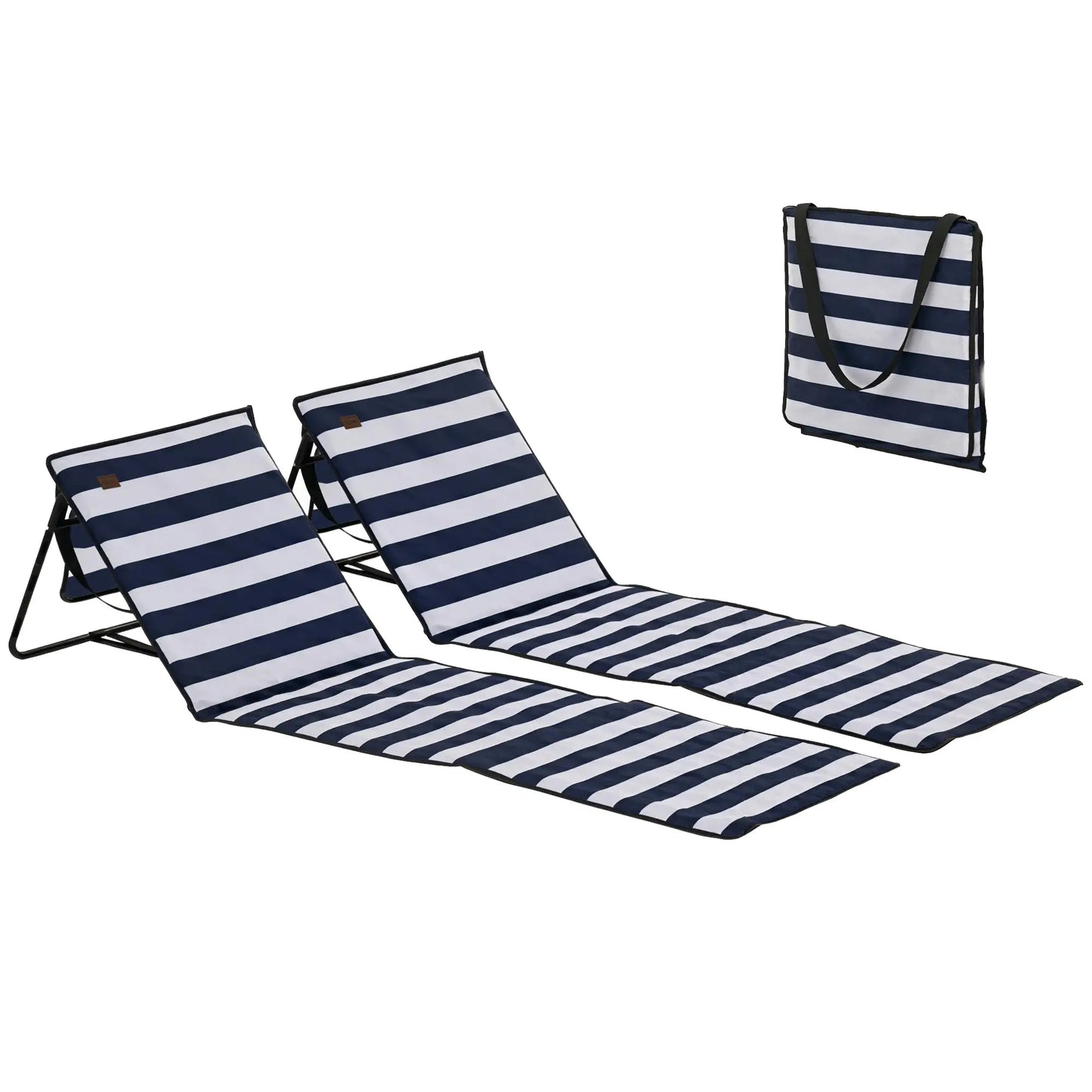 Foldable Lounge Chairs Set, Adjustable Backrest, Blue White Beach Accessories at Gallery Canada