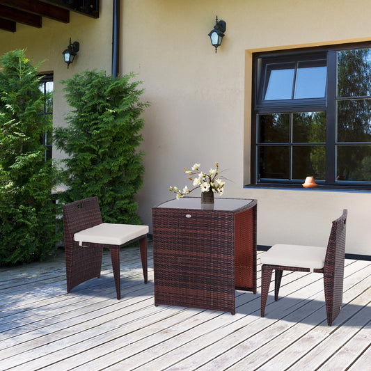 3-Piece Wicker Patio Dining Set, Removable Cushions, Glass Table, Cream White Outdoor Dining Sets Brown wicker with White Cushions at Gallery Canada