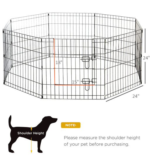 24inch Foldable Metal Exercise Pet Playpen Yard Dog Puppy Kennel Cage 8 Panel - Gallery Canada