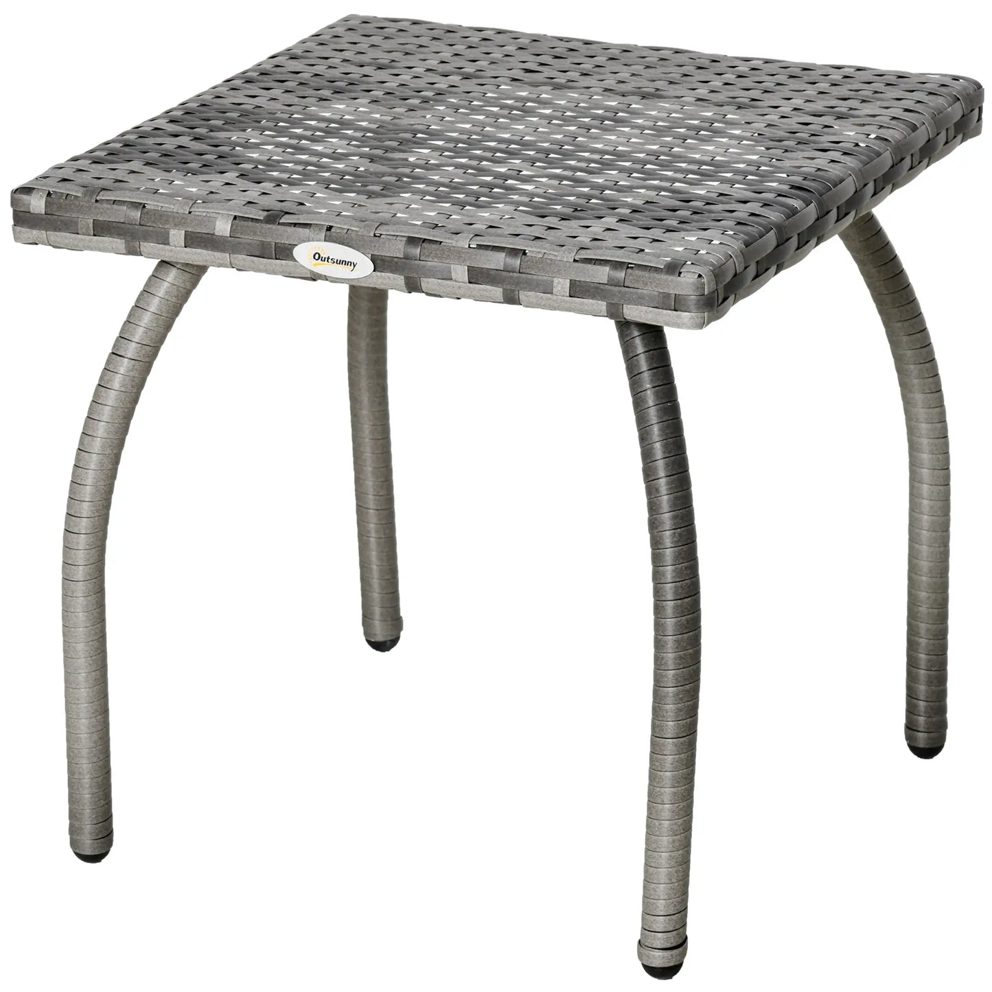 18" Rattan Coffee Table, Outdoor Side Table, Small Square, Grey Patio Side Tables at Gallery Canada