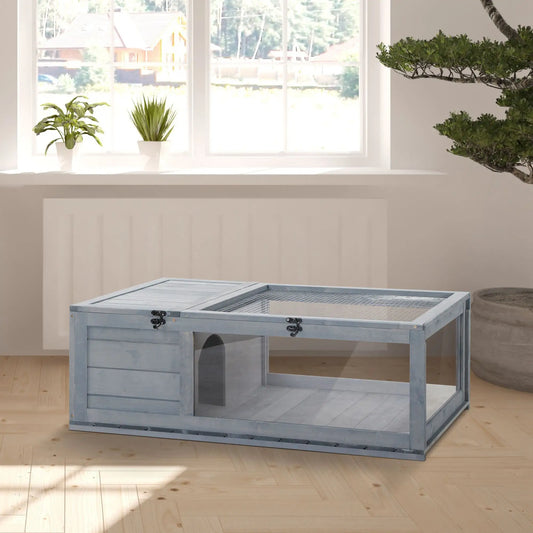 Wood Tortoise House, 35.8" x 23.8" x 12.6", Indoor Outdoor Use, Grey Houses & Habitats Grey at Gallery Canada