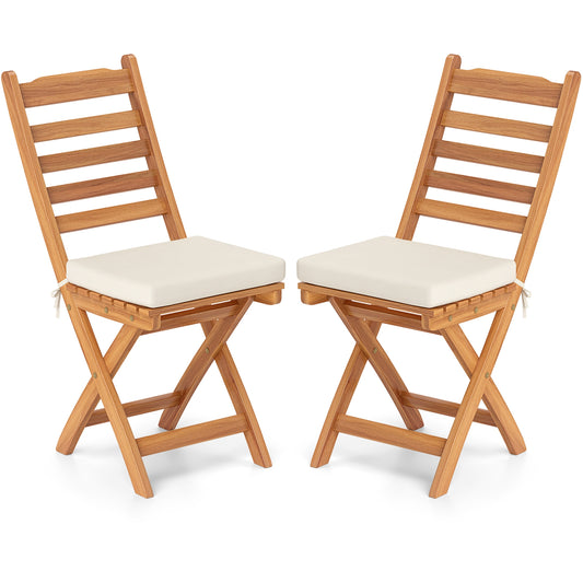 Patio Folding Chairs Set of 2 with Soft Seat Cushion-A, White Patio Dining Chairs White at Gallery Canada