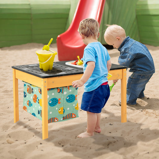 3-in-1 Kids Sand Water Activity Table with Foldable Storage Bin, Natural Kids Table & Chair Sets Natural at Gallery Canada