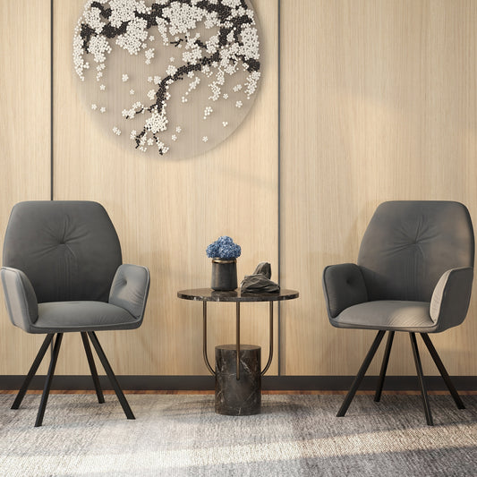 Swivel Accent Arm Chairs, Set of 2, Metal Legs, Gray Accent Chairs Gray at Gallery Canada