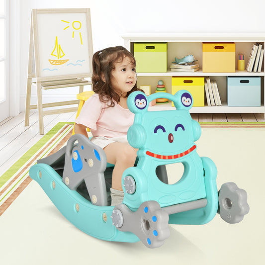 4-in-1 Rocking Horse Slide Set, Blue Climbers & Slides Blue at Gallery Canada