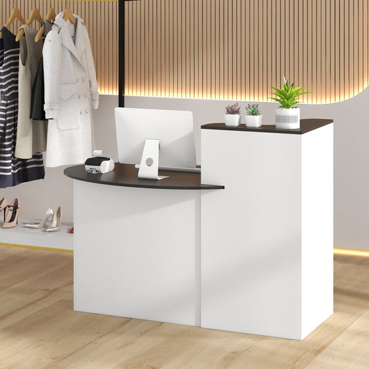 Modern Reception Desk, Oval Tabletop, Black Computer Desks Black at Gallery Canada