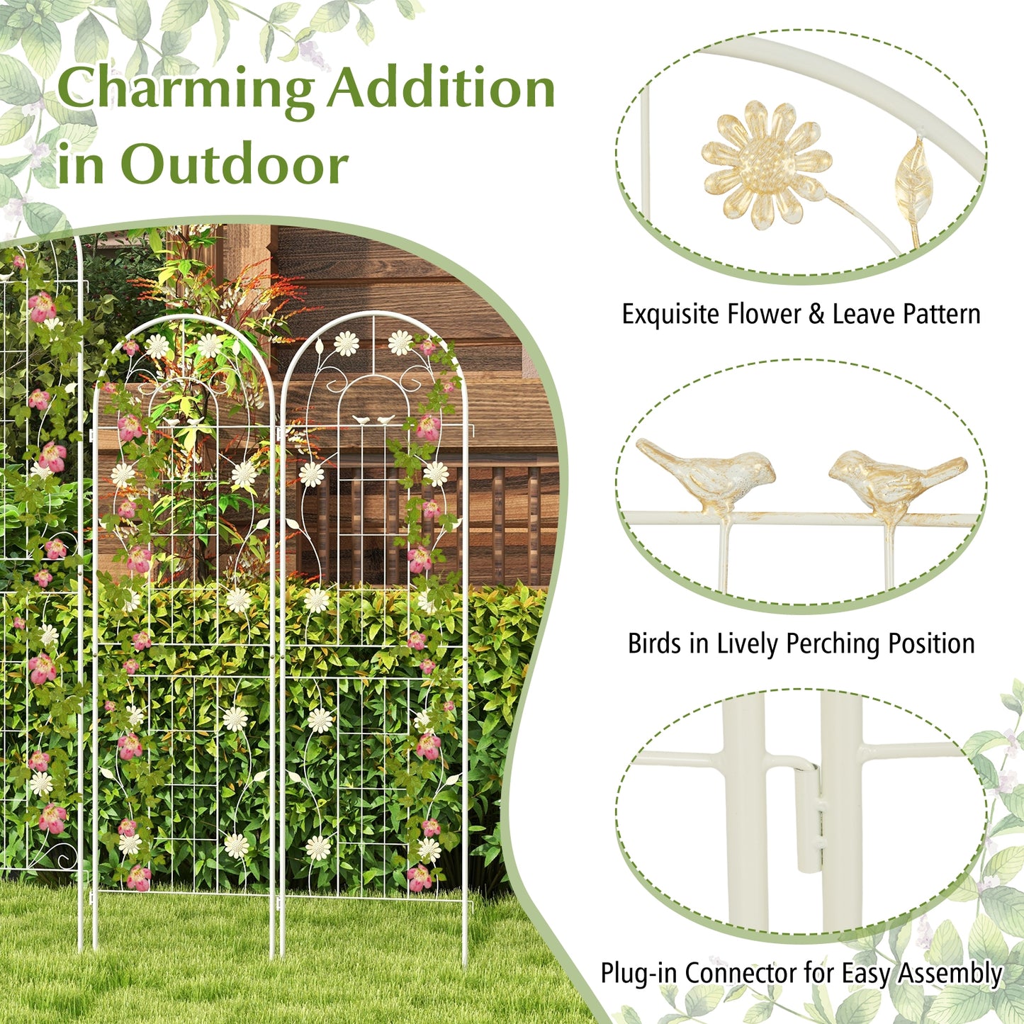 4 Pack 71 x 20 Inches Metal Garden Trellis for Climbing Plants, White Decorative Fencing & Flooring at Gallery Canada