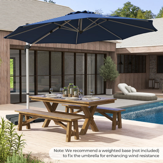 11 FT Outdoor Patio Umbrella, 360 Rotation Adjustable Tilt, Navy Outdoor Umbrellas Navy at Gallery Canada