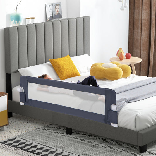 60-Inch Foldable Bed Rail Swing Down Baby Bed Guard Rail with Adjustable Safety Strap-Grey, Gray Bed Rails Gray at Gallery Canada