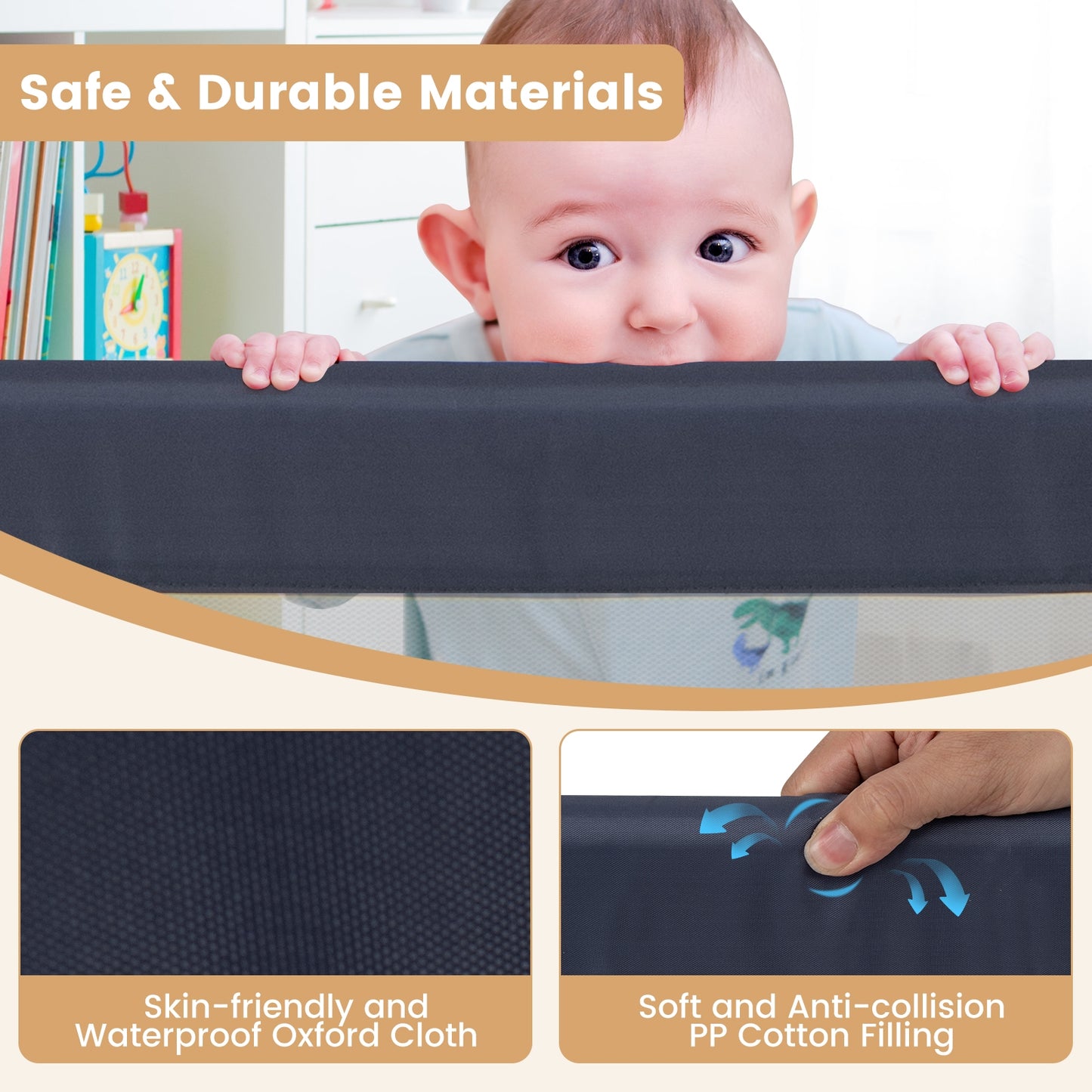 60-Inch Foldable Bed Rail, Swing Down Baby Guard, Adjustable Safety Strap, Grey Bed Rails at Gallery Canada