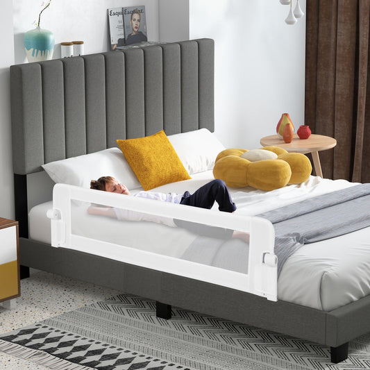 60-Inch Foldable Bed Rail Swing Down Baby Bed Guard Rail with Adjustable Safety Strap, White Bed Rails White at Gallery Canada