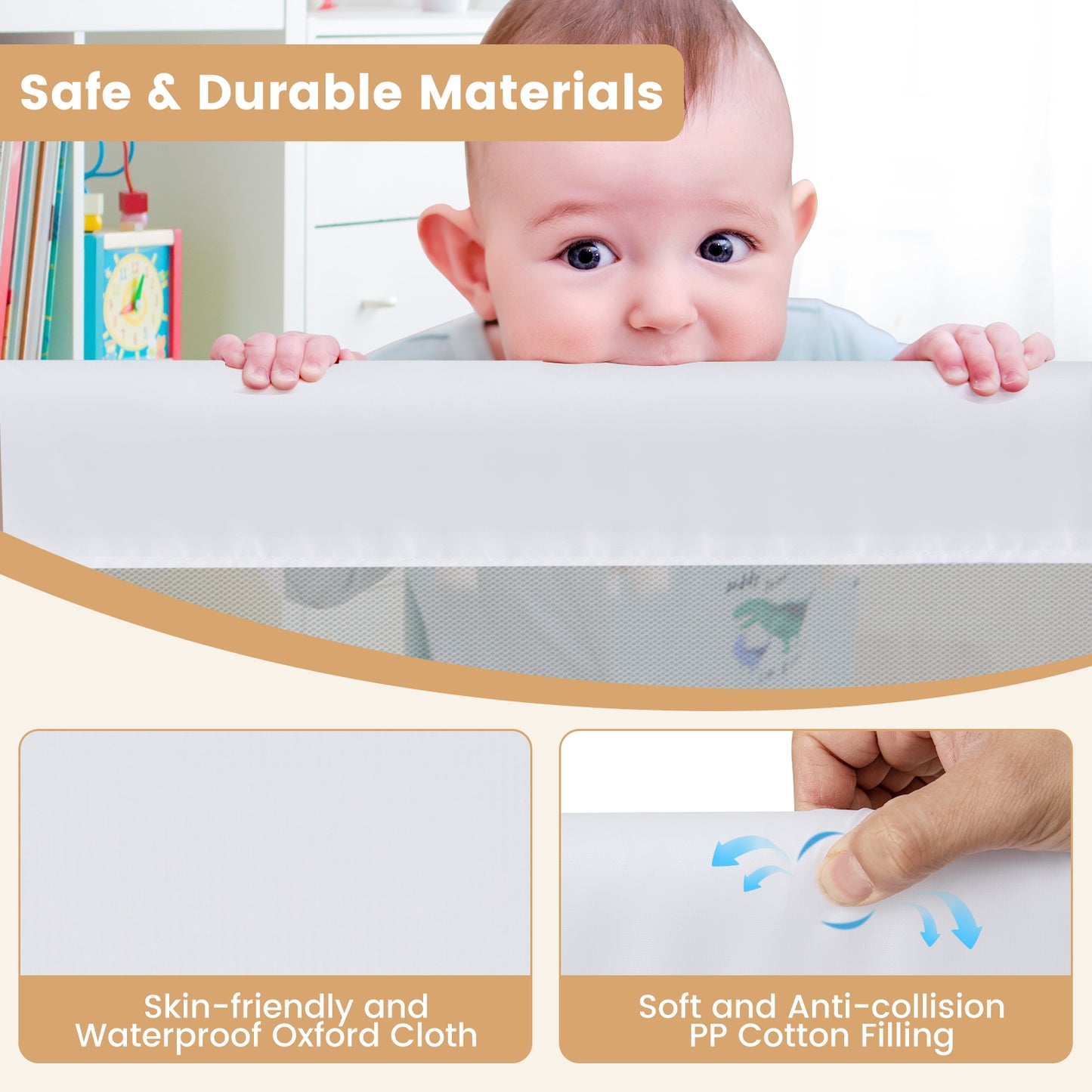 60-Inch Foldable Baby Bed Rail, Adjustable Safety Strap, White Bed Rails at Gallery Canada
