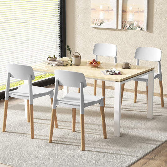 Modern Dining Side Chairs Set of 4, Ergonomic Backrest, White Dining Chairs White at Gallery Canada