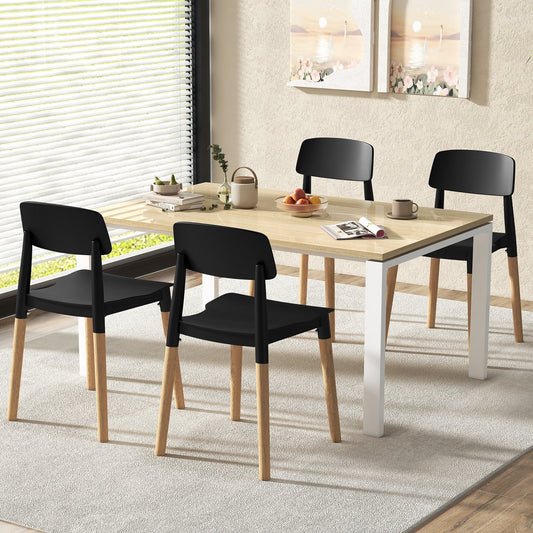 Modern Dining Side Chairs, Set of 4, Ergonomic Backrest, Black Dining Chairs Black at Gallery Canada