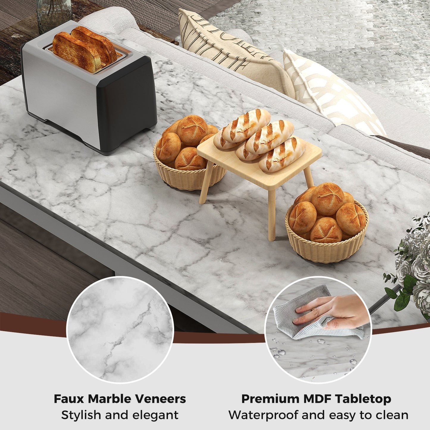 3-Piece Bar Table Set Dining Table and 2 Bar Stools, White Dining Room Sets at Gallery Canada