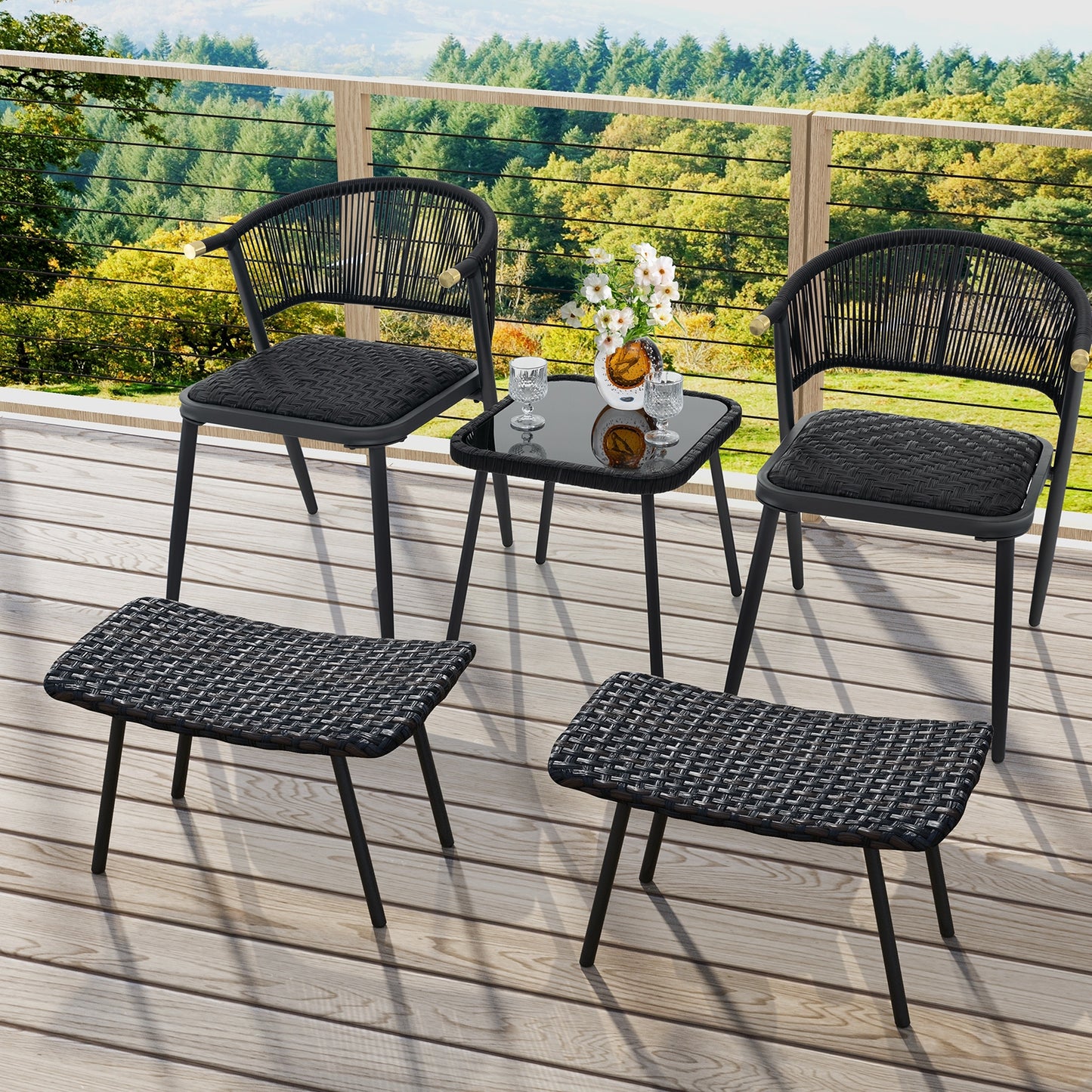 All Weather Outdoor Ottomans Set Patio Footrest Seats Set with Sturdy Metal Legs , Brown Ottomans at Gallery Canada