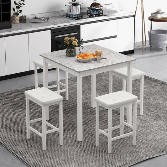 5-Piece Bar Table Set, Counter-Height Dining Table, 4 Bar Stools, White Dining Room Sets White at Gallery Canada