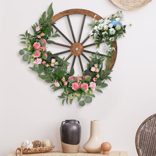 Set of 4 Decorative Wooden Wagon Wheels, 30 Inch, Rustic Brown Outdoor Decor Rustic Brown at Gallery Canada
