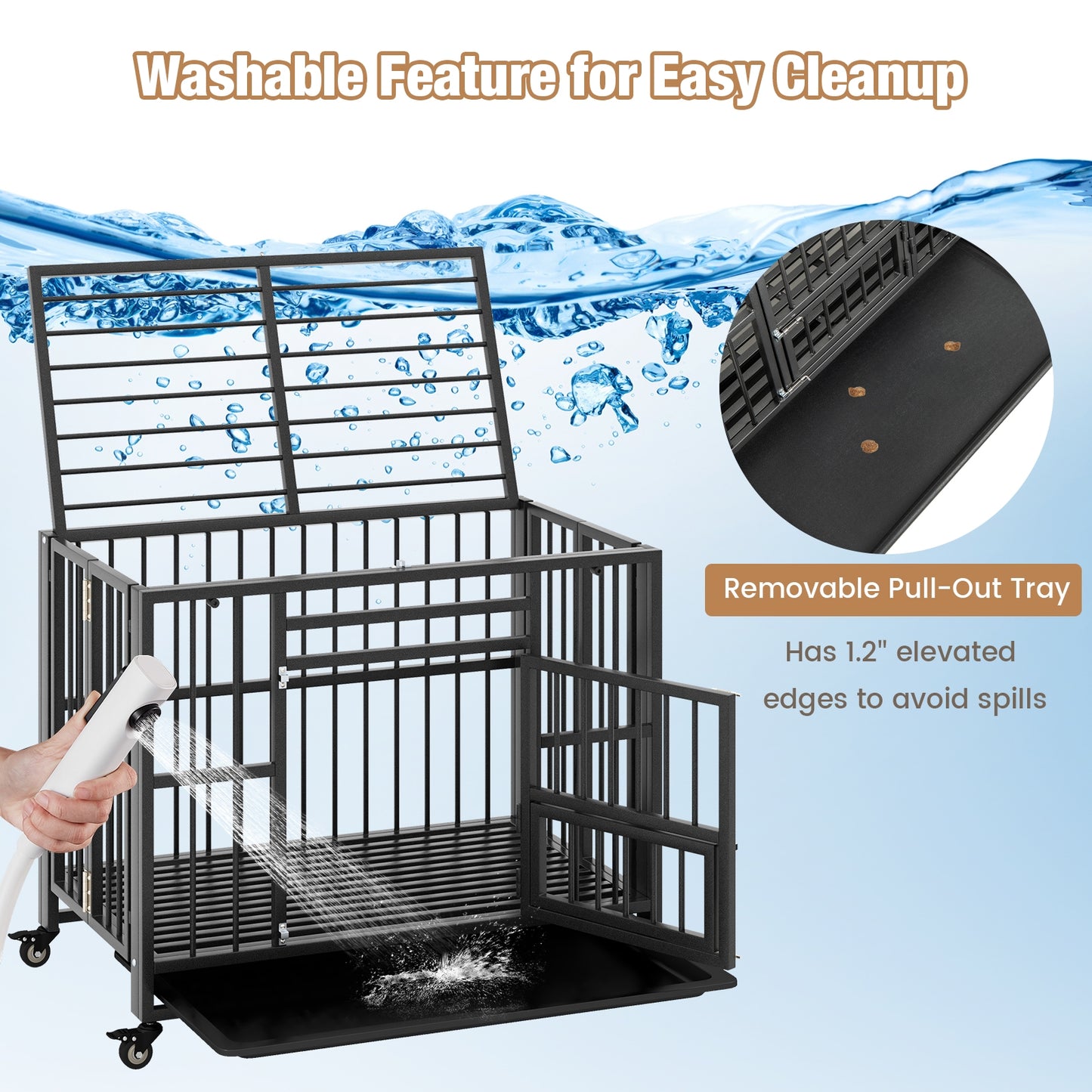 Foldable Heavy-Duty Metal Dog Cage, Chew-Proof Crate With Lockable Wheels, Black Dog Kennels at Gallery Canada