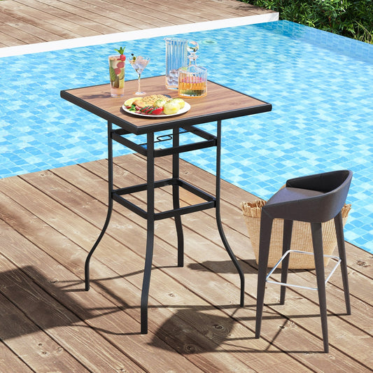 Patio Bar Table, 27.5 Inches, For Garden Backyard Poolside