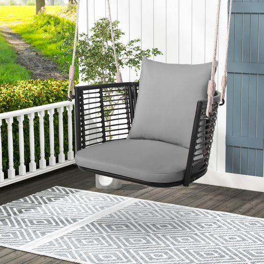Single Person Hanging Seat, Woven Rattan Backrest, Gray Patio Rocking Chairs & Gliders Gray at Gallery Canada