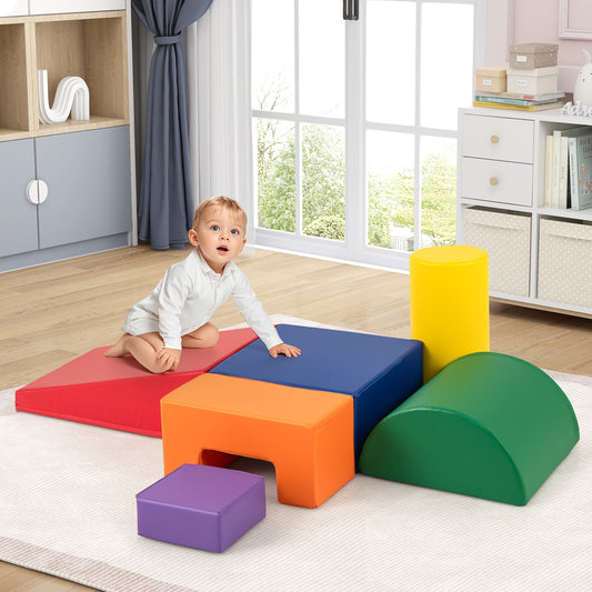 6 Pieces Foam Climbing Blocks, Indoor Activity Playset, Rectangles, Orange Climbers & Slides Orange at Gallery Canada