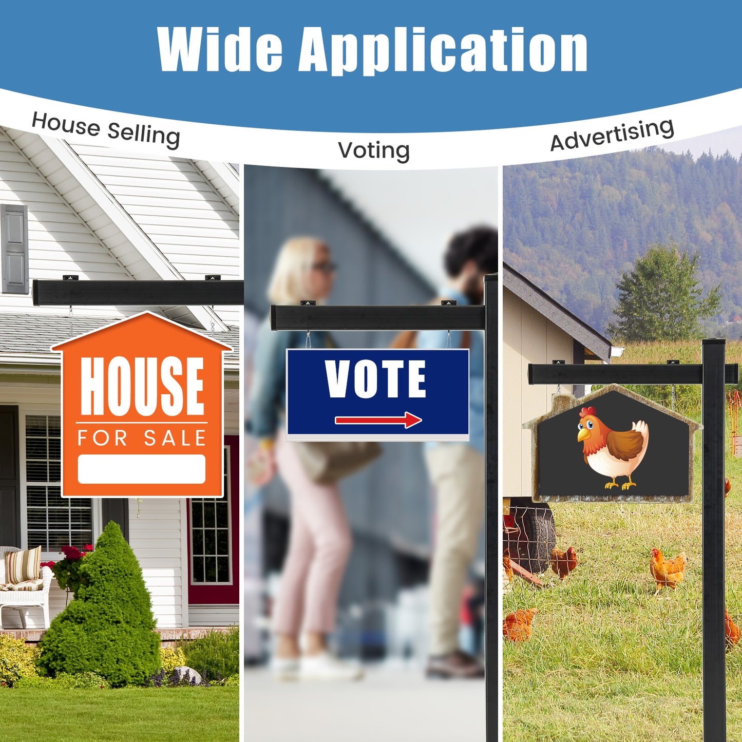 6 Feet Vinyl UPVC Real Estate Sign Post, Black Outdoor Decor at Gallery Canada