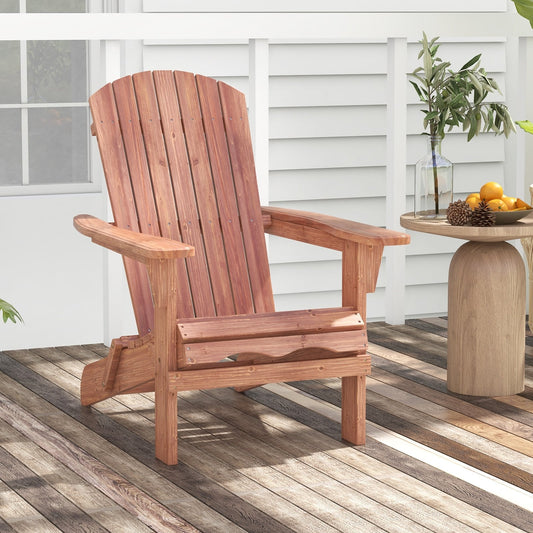 Folding Adirondack Chair, High Backrest, Wide Armrests, Brown Adirondack Chairs Brown at Gallery Canada