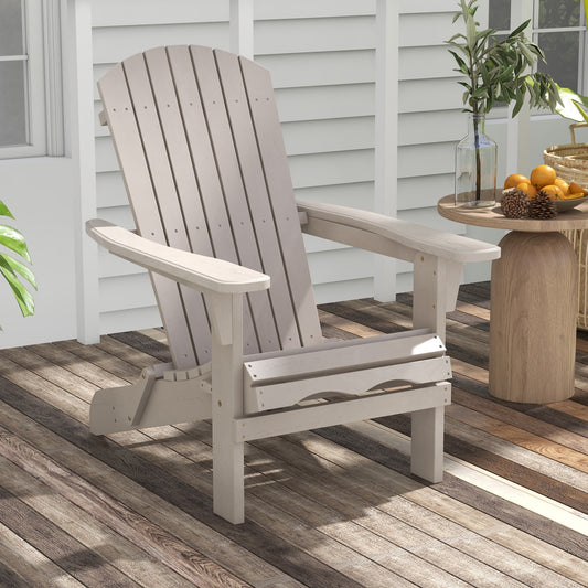 1 Piece Folding Adirondack Chair with High Backrest and Wide Armrests, Gray Adirondack Chairs Gray at Gallery Canada