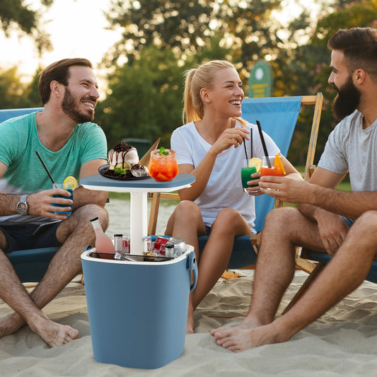 3-In-1 Portable Cooler Bar Table, With Bottle Opener And Lift Top Lid, Blue Coolers Blue at Gallery Canada