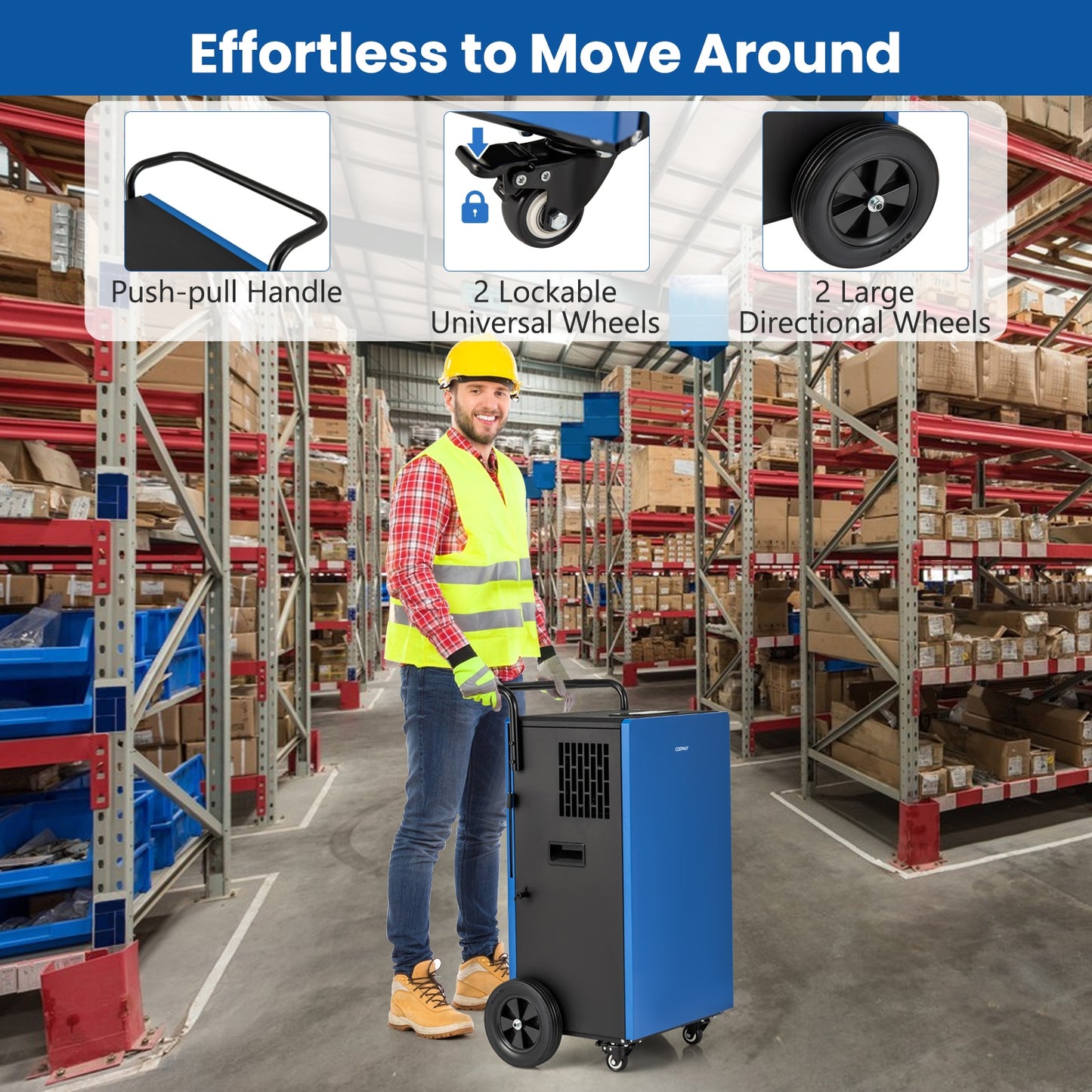 215 Pints 8000 Sq.Ft Déshumidificateur Commercial, Bleu