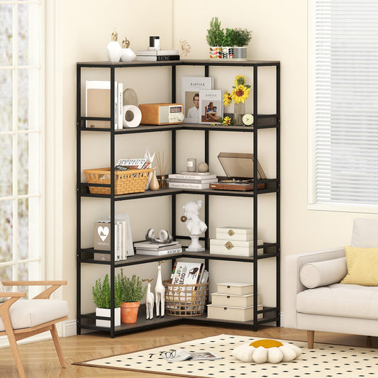Corner Bookshelf, 5-Tier L-Shaped Bookcase, Oak Bookcases Oak at Gallery Canada