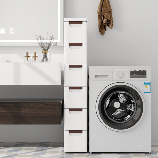 3/4/5/6-Drawer Rolling Organizer Unit Narrow Storage Cabinet with Built-In Wheels for Small Space-6-Drawer, White Dressers & Chests White at Gallery Canada