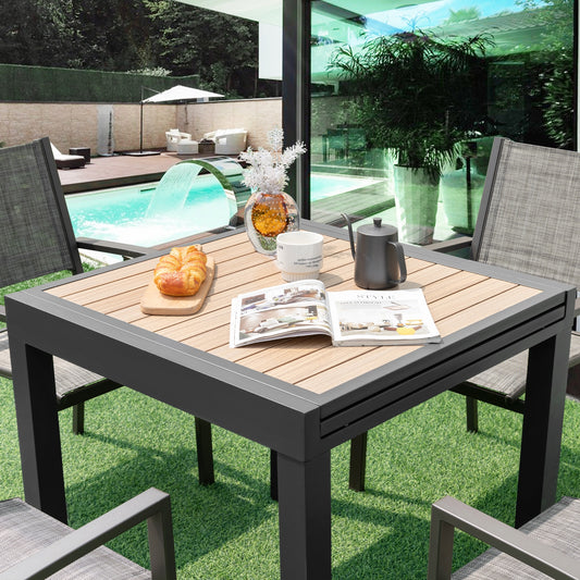 31.5-63 Inches Extendable Patio Table for 4-6 People, Natural Outdoor Decor Natural at Gallery Canada