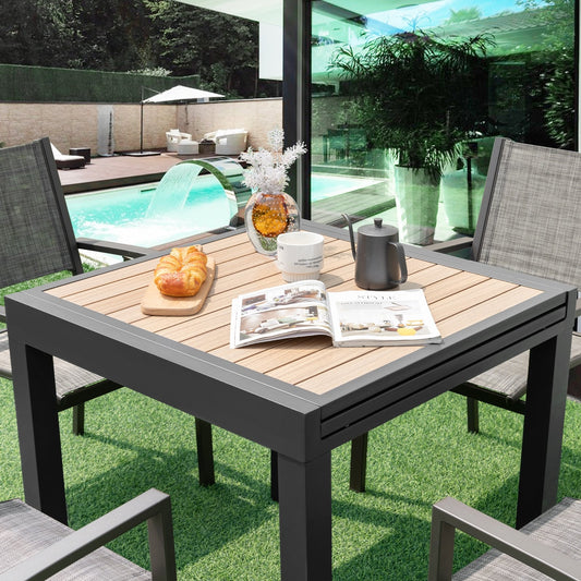 31.5-63 Inch Extendable Patio Table, Seats 4-6, Natural