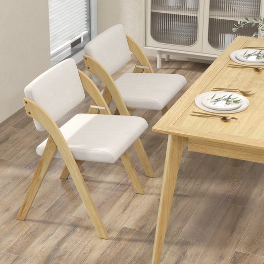 Set of 2 Folding Kitchen Dining Chairs with Rubber Wood Legs, Natural Dining Chairs Natural at Gallery Canada