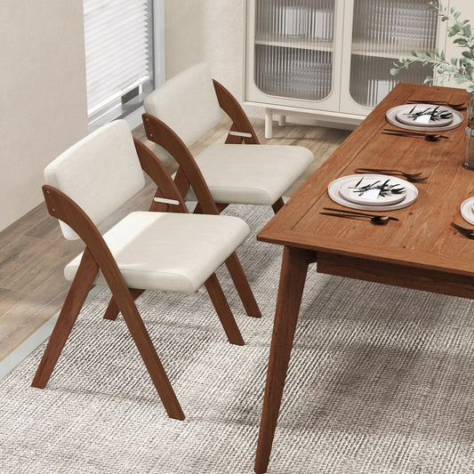 Set of 2 Folding Kitchen Dining Chairs, Rubber Wood Legs, Walnut Dining Chairs Walnut at Gallery Canada