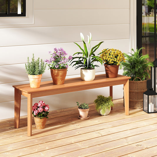 55 Inches Outdoor Teak Wood Bench with 880 LBS Weight Capacity, Natural Outdoor Benches Natural at Gallery Canada