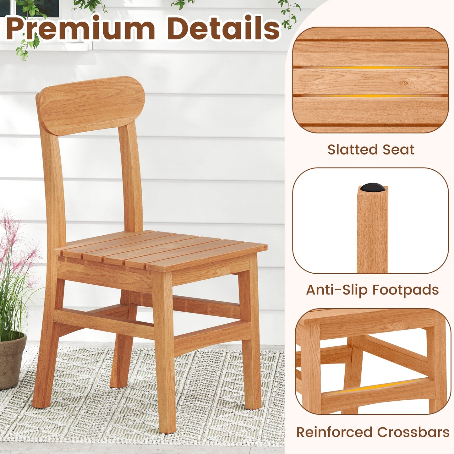 Patio Teak Wood Chair, Natural Patio Dining Chairs at Gallery Canada