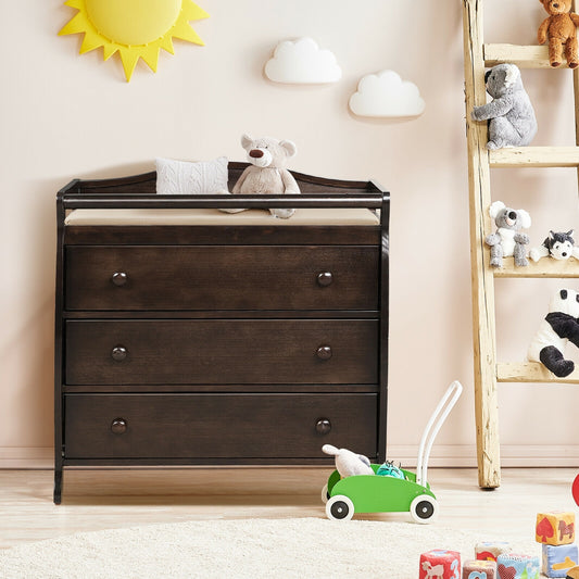 Baby Changing Table, 3 Drawers, Safety Belt, Brown Changing Tables Brown at Gallery Canada