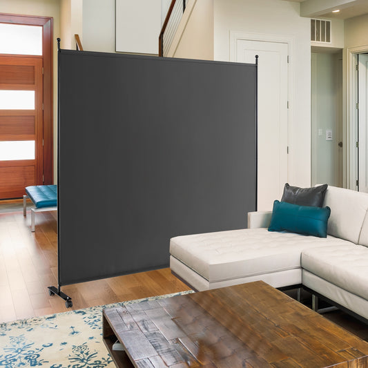 6 Feet Single Panel Rolling Room Divider, Dark Gray Room Dividers Dark Gray at Gallery Canada