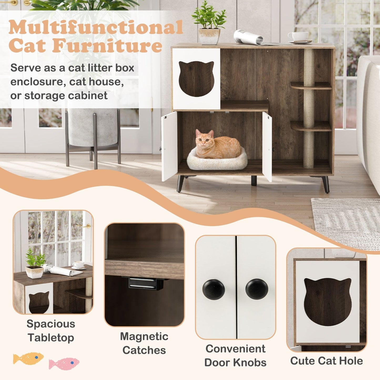 Cat Litter Box Enclosure With 3 Sisal Scratching Posts, Natural Cat Houses at Gallery Canada
