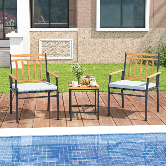 3-Piece Acacia Wood Patio Conversation Set, White Patio Conversation Sets White at Gallery Canada