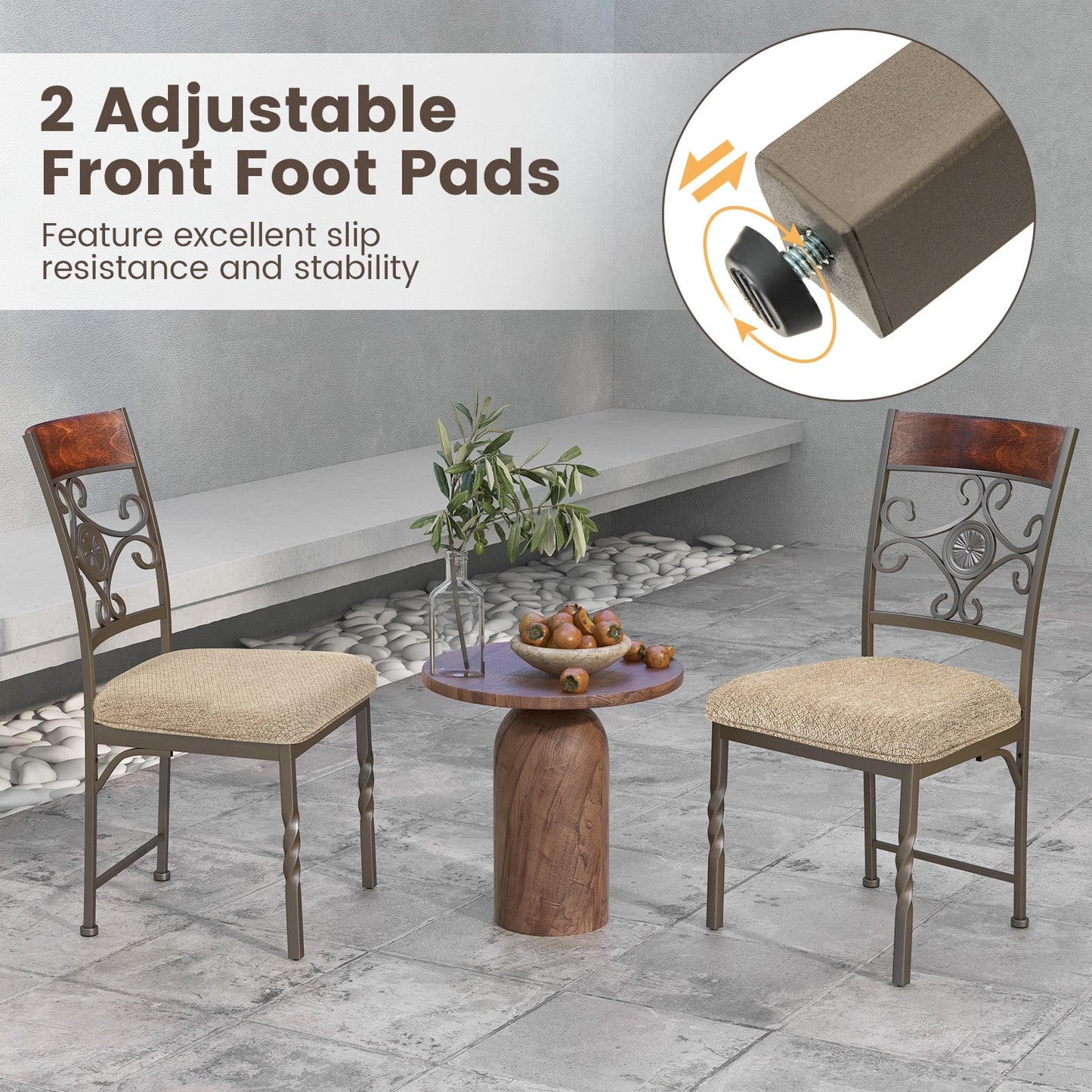 Set Of 2 Armless Dining Chairs, With Seat Cushion, Brown Dining Chairs at Gallery Canada
